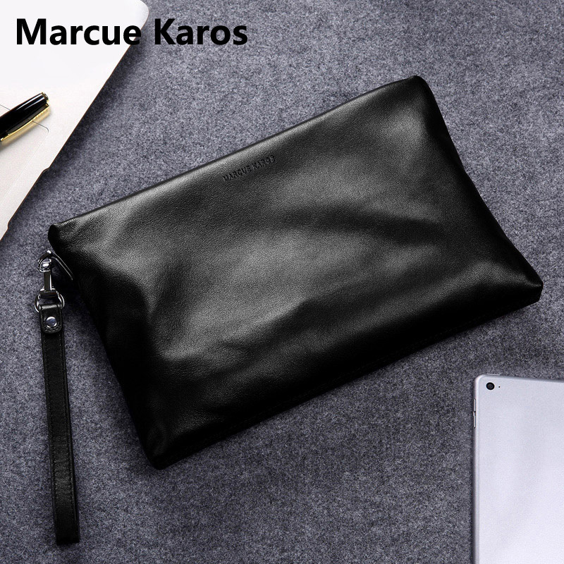 Marcue Karos Genuine Leather Men's Clutch Bag Business Casual Clutch Bag Large Capacity Trendy Brand Wallet Envelope Bag