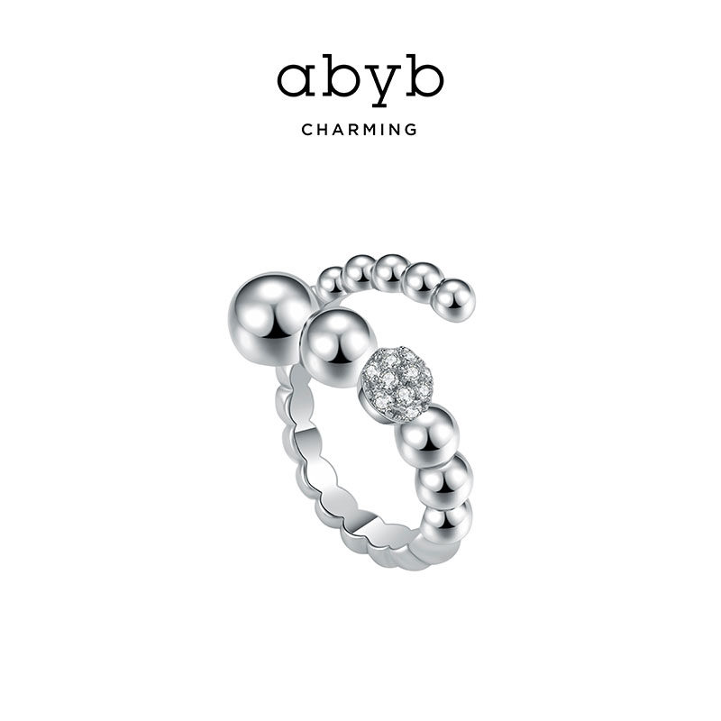 abyb charming opening ring female niche design rotating snowball food ring cold wind senior ring