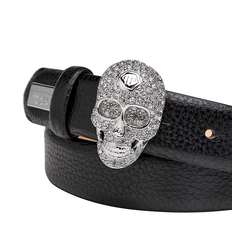 Ремень Philipp Plein женский кристаллы, кристаллы металла, пряжка череп Philipp Philippines