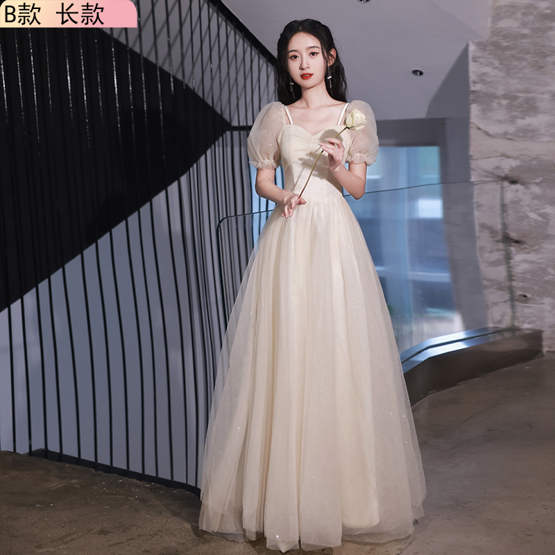 Customized short models will not return, consult customer service+Long, champagne color  
