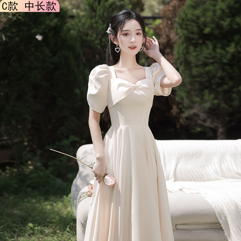  M+Long, summer, thin, champagne color, mid-length  