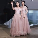 Розовое платье подружки невесты, летний длинный лонгслив, вечернее платье, по фигуре
