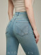 Slightly booted jeans for women, high-waisted, slim-fitting, autumn and winter petite bell-bottoms, light-colored pants 9109