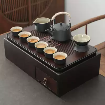 Multifunctional storage box tea tray large Japanese style kung fu tea set set tea tray home vintage storage