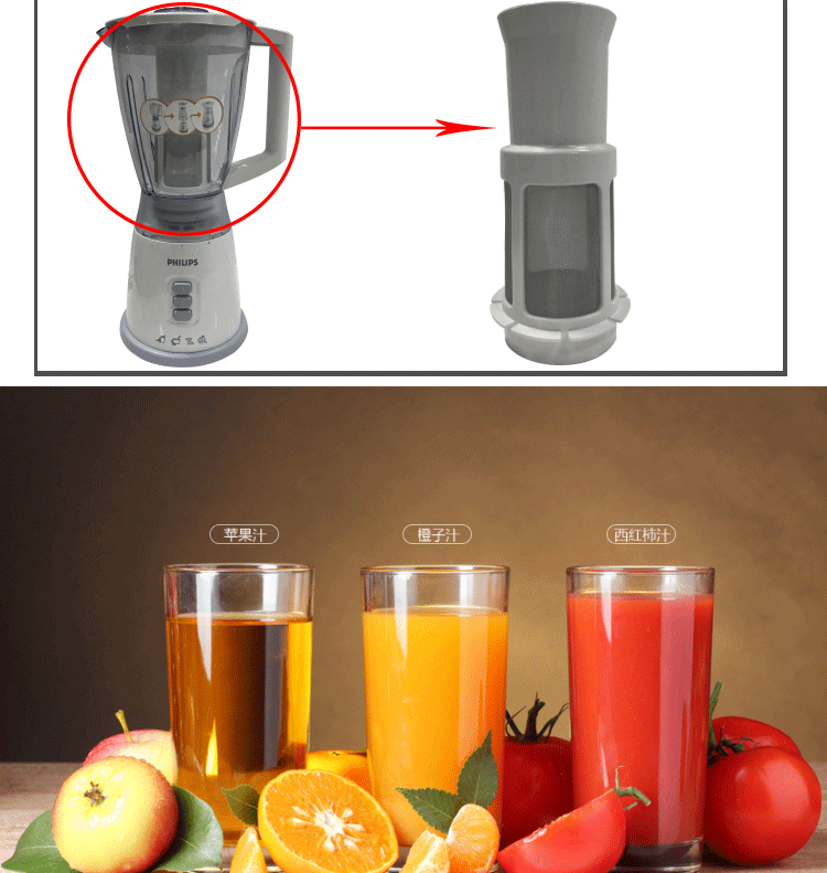 máy xay kinosun Máy ép trái cây Philips HR2062 nghiền đá xay HR2874 thức ăn bổ sung cho trẻ em nấu ăn HR2024 máy xay cầm tay philip