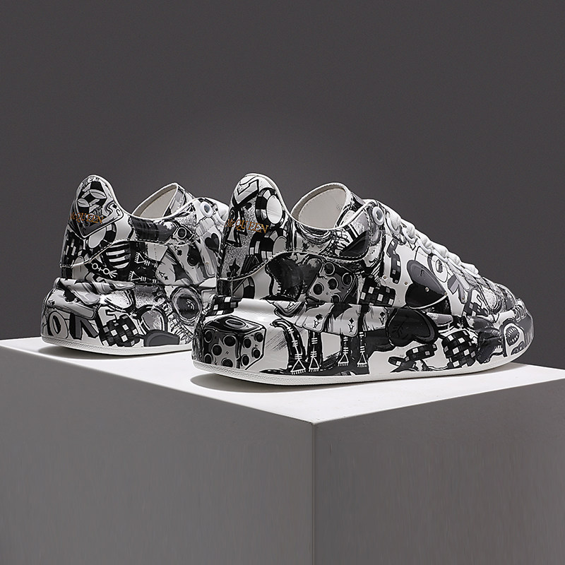 McQuinpa small white shoes 2021 new female shoes thick sole increase fashion casual shoes doodle personality sneakers