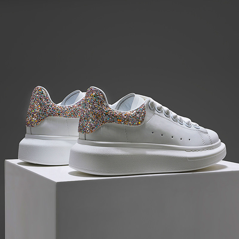 Fluorescent tail McQueen white shoes 2021 new women's shoes summer heightened platform shoes leather fashion casual shoes