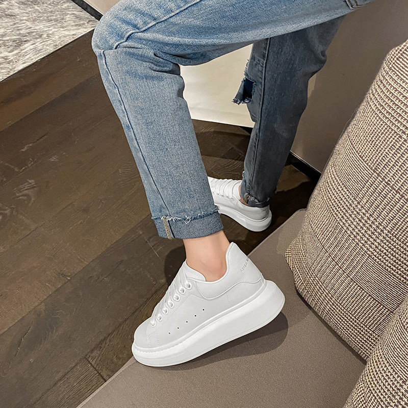 McQueen pure leather leather small white shoes 2021 new women's shoes summer high thick-soled men's sports casual shoes