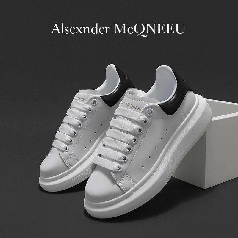 First layer cowhide McQueen white shoes 2021 spring and autumn new breathable leather platform shoes McQueen casual shoes