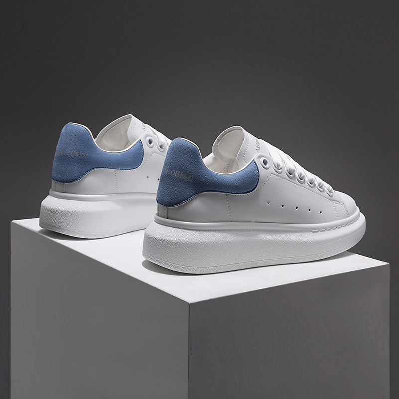 Smog blue McQueen white shoes women's 2021 new thick-soled platform shoes with heightened lace-up mid-heel casual shoes