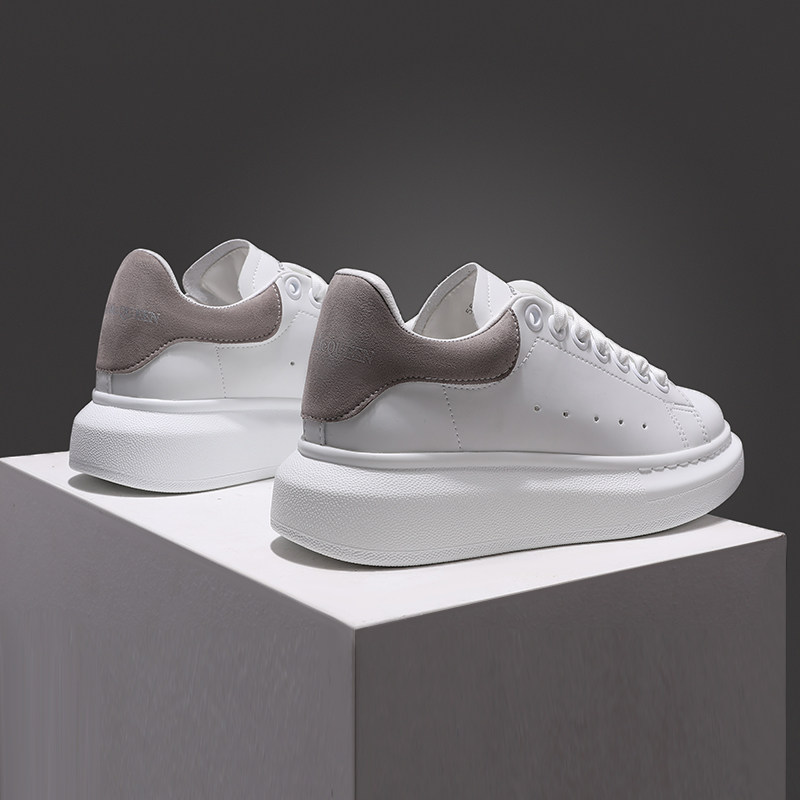 Gray velvet McQueen white shoes women's 2021 new summer sheepskin breathable skateboard shoes thick bottom to increase the trend of casual shoes