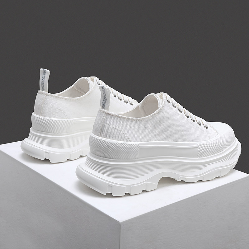 McQuinpa Canvas Shoes 2021 autumn tide Han edition of high - end shoes in thick soles white casual shoes