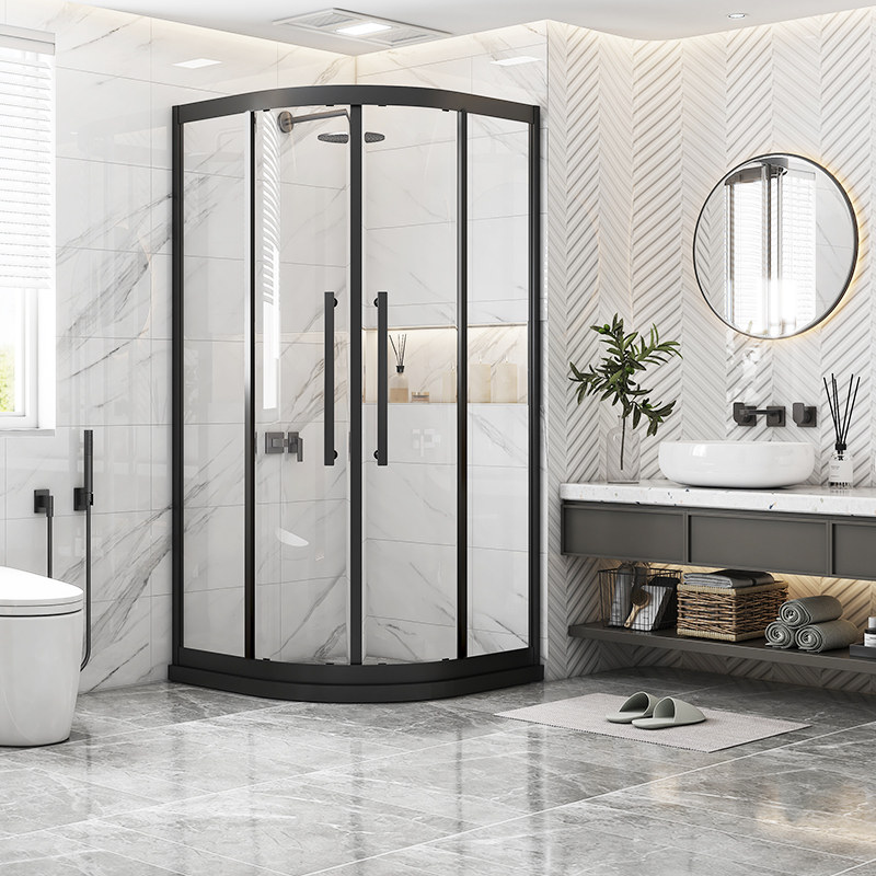 Wave whale shower room overall dry and wet separation partition semi-arched sector glass door Dressing Room Bath screen One