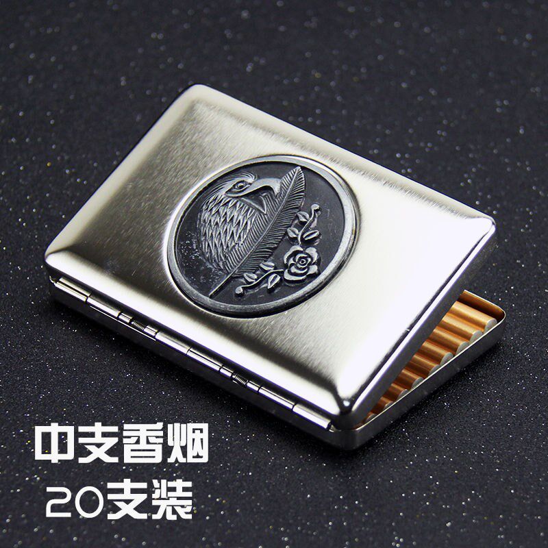 Mid-branch empty tobacco box 20 long version of male and female ultra-thin stainless steel creative portable lettering custom metal incense