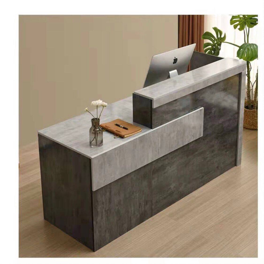 Online Red Modern Front Desk Supermarket Consultation Desk Office Counter Office Counter Office Bar Imitation Marble Clothing Shop Beauty