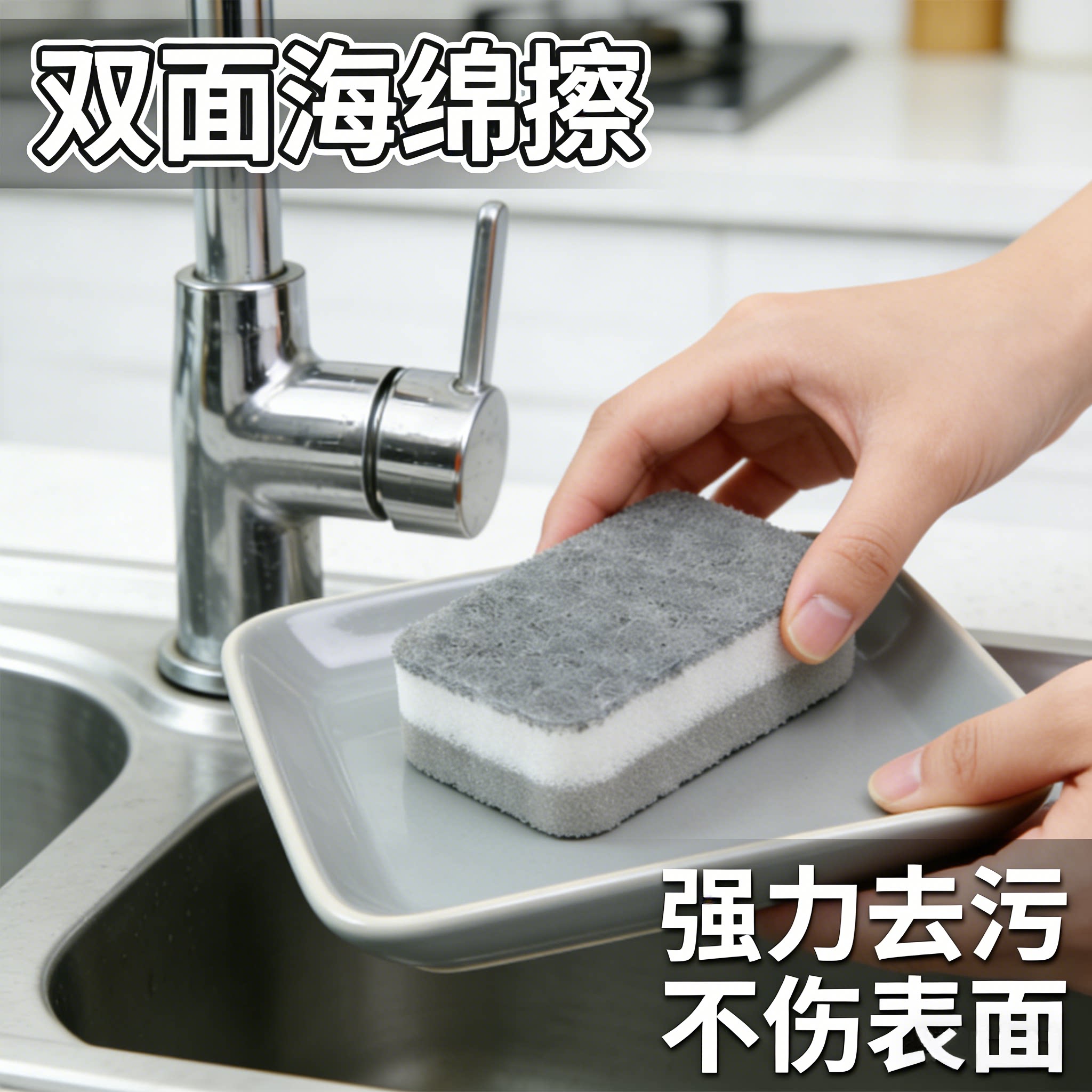 厨房洗碗清洁海绵擦清洁神器魔力去油污百洁布双面清洁海绵擦A