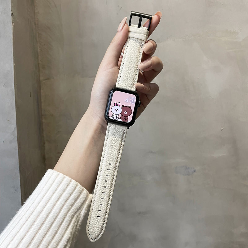 Advanced lychee leather suitable for iwatch7 apple strap applewatch6543 generation SE men and women