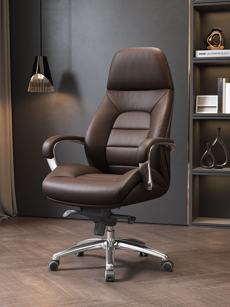 Fukai boss chair Office chair Comfortable sedentary big chair Leather luxury swivel chair Home computer chair can lie down