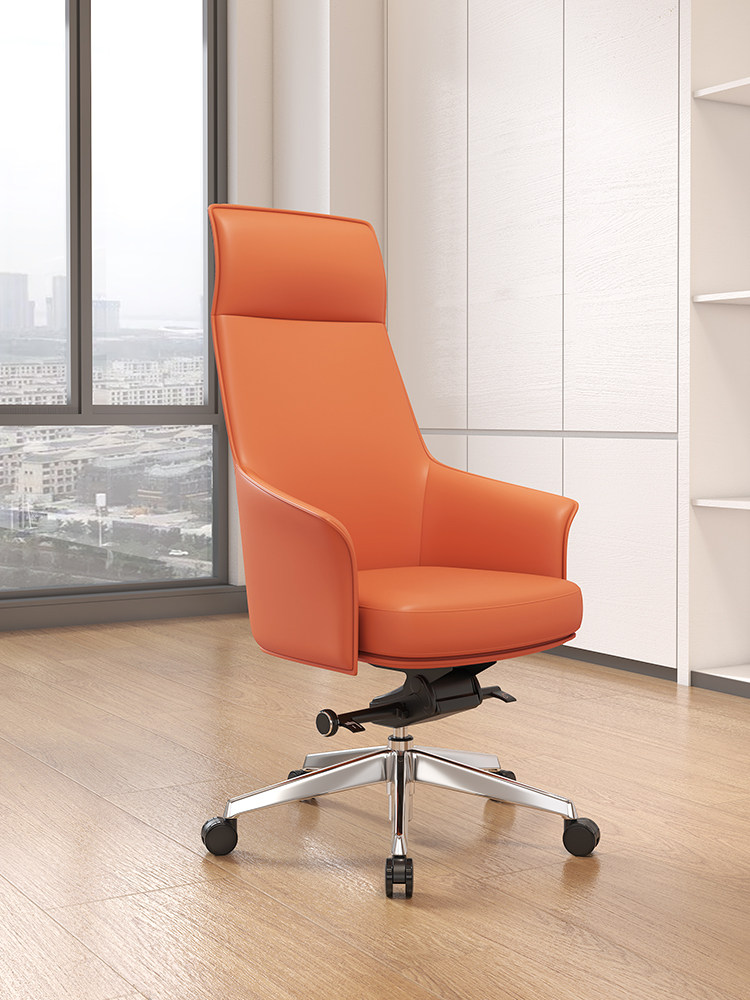Fukai Computer Chair Home Comfortable Sedentary Executive Chair Fashion Leather Boss Chair Ergonomic Office Chair