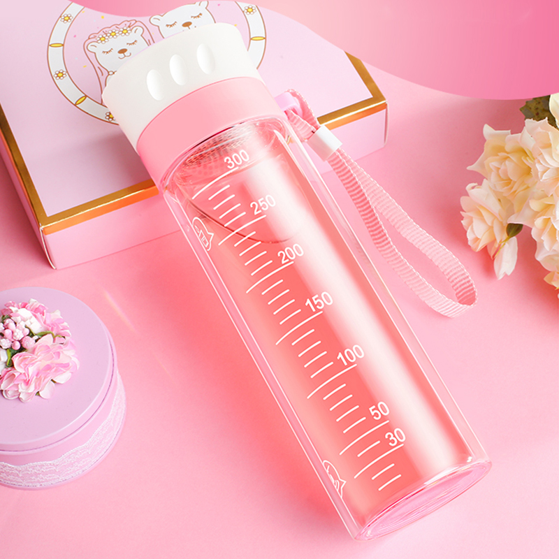 Glass Double Lady Portable Transparent with Scaled Pregnant Sugar Bubble Tea Separation Students in Water Cup