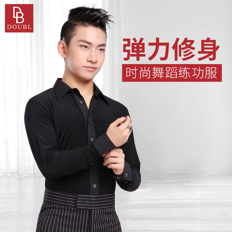 Dambao Roo Long Sleeve Shirt Morden Dance Elastic Sweatshirt Spring Dance Rehearse For Men's Blouse Waltz Dance Suit Dancing Clothes