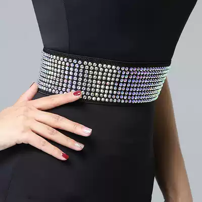 Dan Bo Luo Betty Hot Drill Elastic Dress Belt Square Dance Latin Dance Competition Thin waist high-end temperament