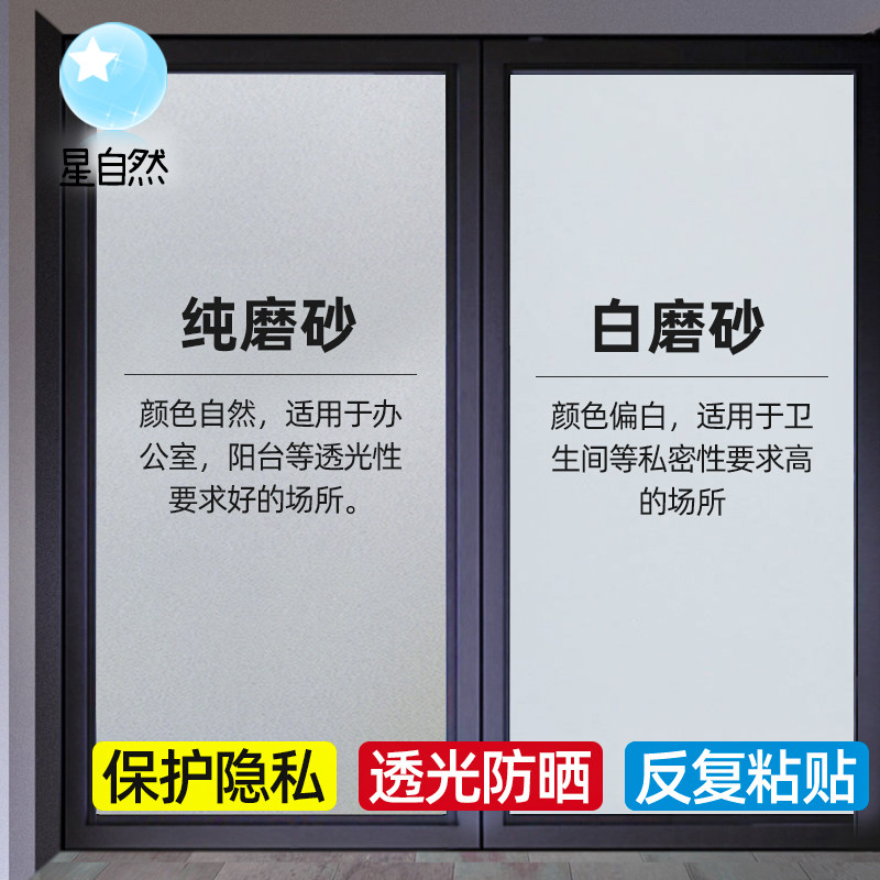 Frosted Glass Stickers Light Transmission Opaque Office Make-up Room Bathroom Windows Anti-View Light Shading Film