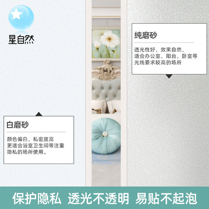 Anti-light peeping frosted glass sticker light-transmitting opaque office powder room bathroom window shading film