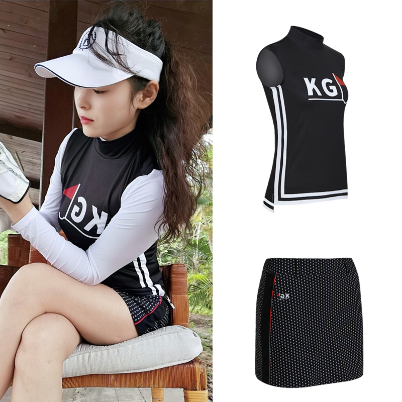 Korean export sleeveless T-shirt women's high-elastic golf clothing self-cultivation spring and summer quick-drying sunscreen high-necked bottoming shirt