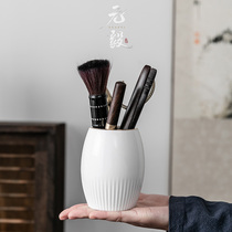 Ebony solid wood Tea ceremony White Porcelain Six Junzi Kung Fu Tea accessories 6 Junzi Daquan Tea making tools Tea clip spoon knife