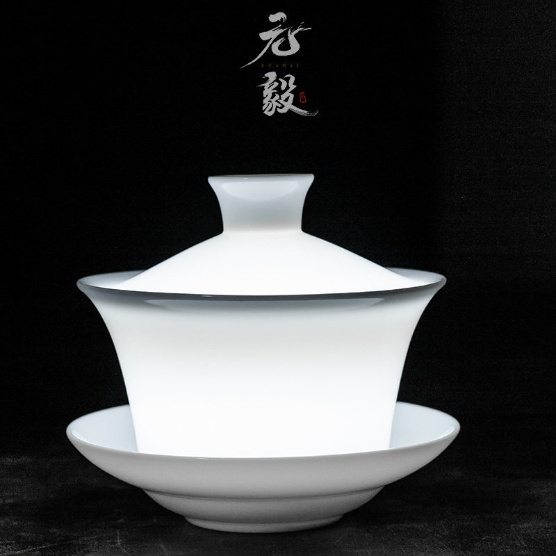 Defied ceramic large number single 300ml extra-large pure white porcelain three-only cover bowl tea cup health care eight precious tea bubble tea bowl