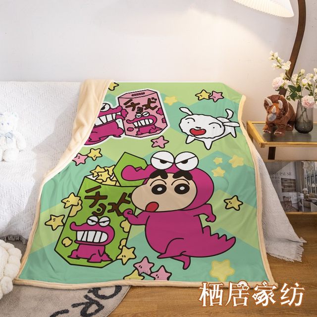 Crayon Shin-chan blanket shawl leg cover sofa blanket thickened flannel office lunch break blanket autumn and winter
