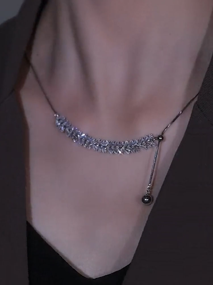 Fashion Leaf Copper Tassel Metal Necklace