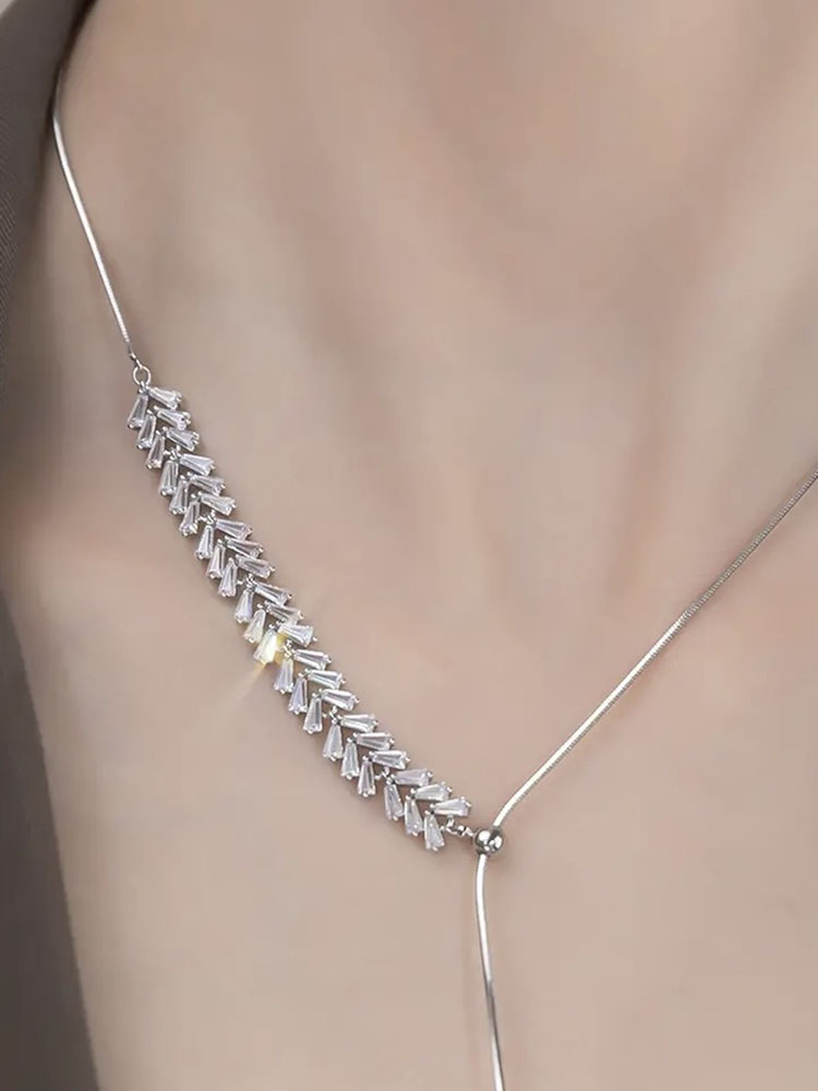 Fashion Leaf Copper Tassel Metal Necklace