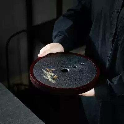 Luo Fan Japanese Handmade coarse pottery water storage dry bubble plate household kung fu tea set pot insulation base tea ceremony small tray