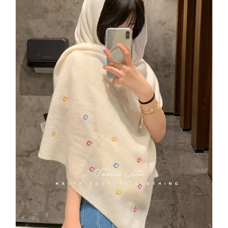Twelve Vita Gentle and Soft, Colorful Lettered Cashmere Knitted Warm Shawl Scarf, Same Style as for Homebodies Twelve Vita Gentle and Soft, Colorful Lettered Cashmere Knitted Warm Shawl Scarf, Same Style as for Homebodies