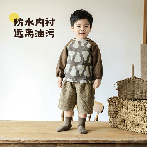 Демисезонный детский фартук, водонепроницаемый слюнявчик, хлопковый нагрудник для прикорма для раннего возраста, анти-грязь, сзади на завязках