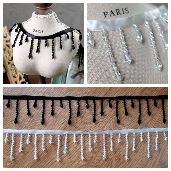 5.5cm Wide Crystal Tassel Fringe Lace Clothing Patchwork Wedding Dress Headpiece Curtain Table Lamp Decorative Accessories