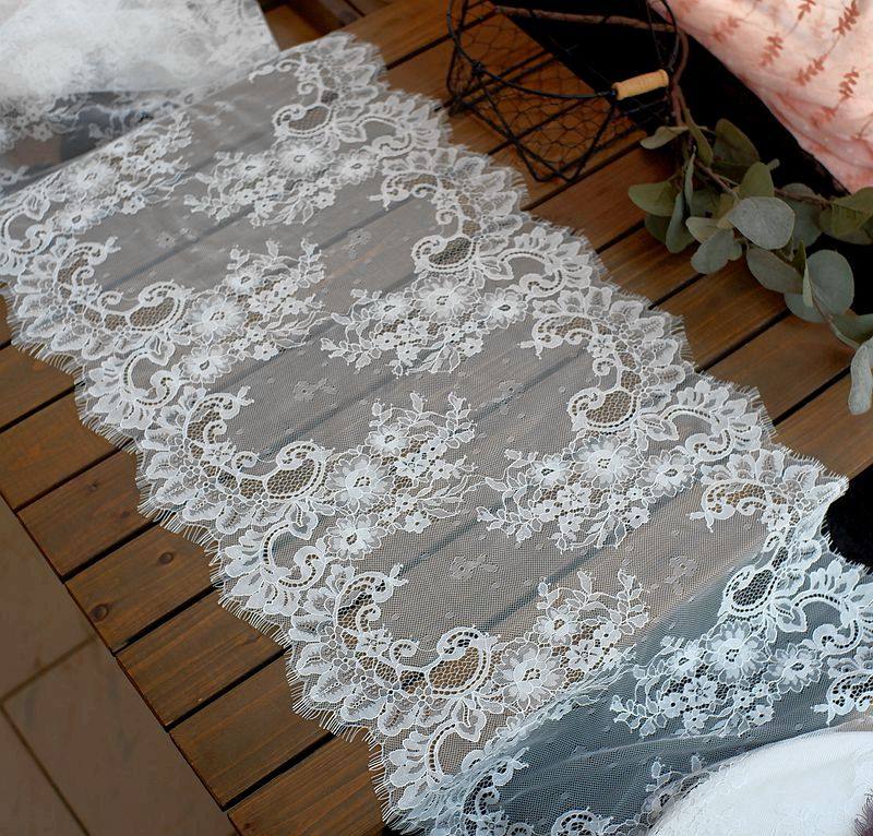 (3 mt/los) Chantilly Spitze Stoff 40 cm Wellenförmige Nylon Kleid Wimpern Spitze Französisch Spitze Stoffe – Detail 15