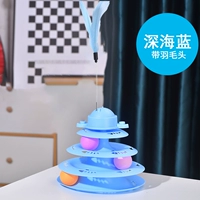 Глубокий синий кошка поворот+перья