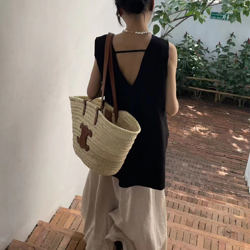 Casual, Simple, Loose-Fitting, Sleeveless V-Neck Vest for Women, New Summer Style, Versatile Black Backless Shirt Top