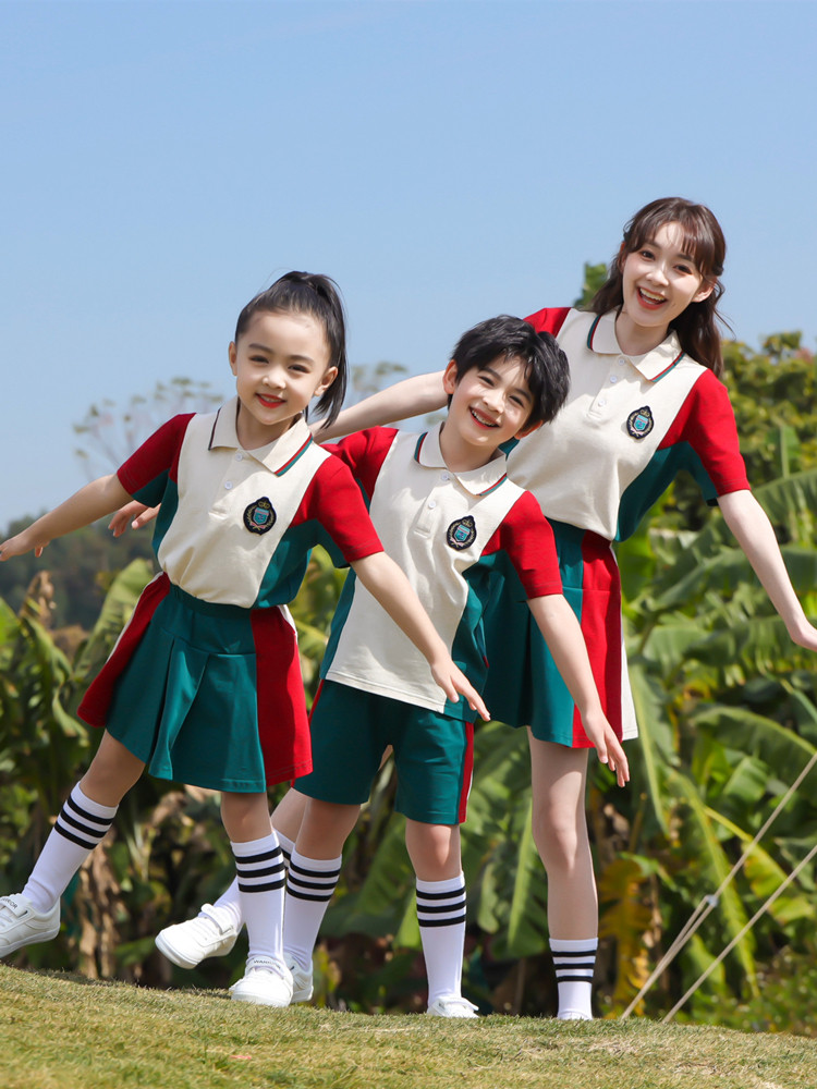 Kindergarten uniform summer primary school uniform children's summer class uniform college style short-sleeved suit graduation photo clothing