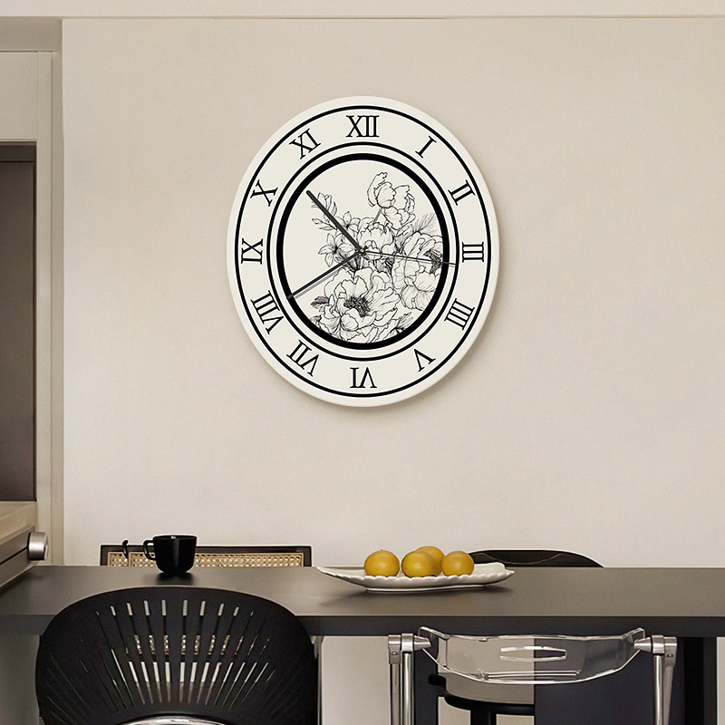 Middle and ancient wind restaurant hanging bell-style muted living room background wall decoration clocks home creative dining room clock hanging wall-Taobao