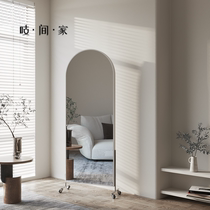 French retro full-length mirror with wheels removable storage magazine and newspaper rack design dual-use dressing mirror storage rack