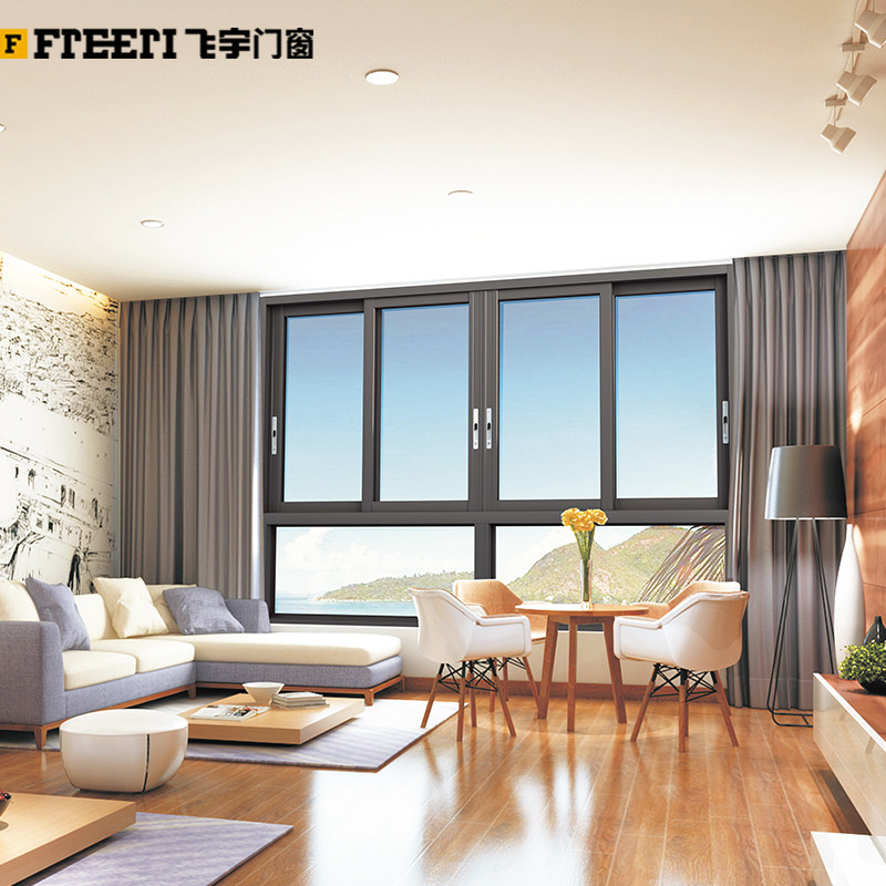 Feiyu doors and windows Langjing sliding window seal Balcony sound insulation custom aluminum alloy tempered hollow glass floor-to-ceiling left and right windows