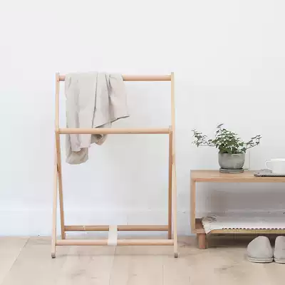 Solid wood floor-to-ceiling coat rack pants storage layer rack bedroom bedside folding bedside clothes artifact hanging blanket rack