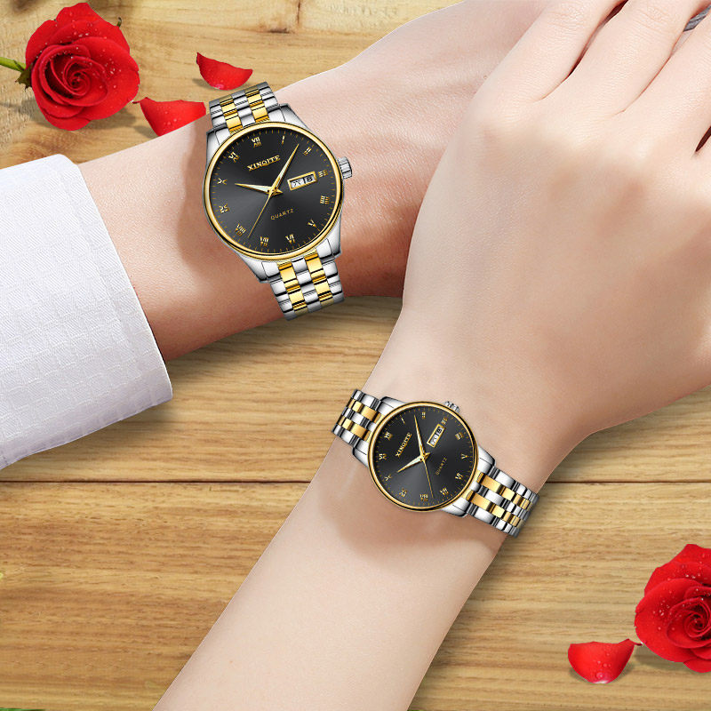 Steel band lovers' watches a pair of fashion waterproof Korean version of Tiffi Watches Male Quartz Women Watches