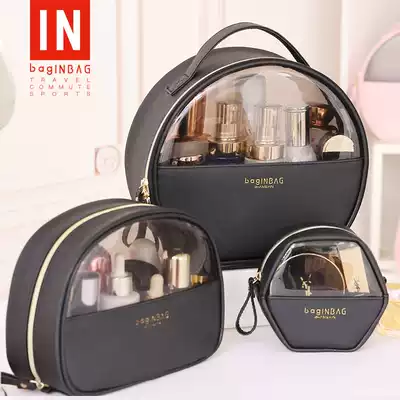 Net red cosmetic bag women's large capacity portable travel small transparent box ins Wind Super fire washing storage bag