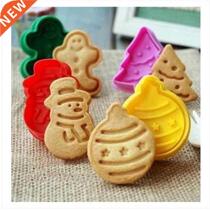 4pcs Christmas Cookie Stamp Biscuit Mold D Cookie Plunger