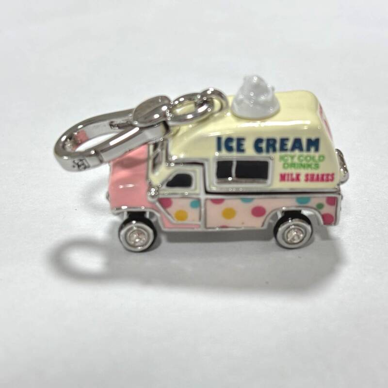 Diamond-Encrusted Exquisite Enamel Glaze Openable Design Ice Cream Cart Pendant Design Keychain Necklace